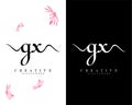 Creative letter gx, xg initial handwriting logo design vector