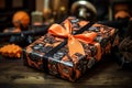 Creative Halloween gift box wrap. Generate Ai