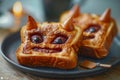 Creative Halloween Themed Breakfast Toast with Monster Faces on a Cozy Autumn Morning