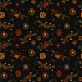 Creative hand drawn african pattern with geckos and ornaments, abstract background, great for textiles, wrapping, wallpaper -