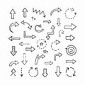 creative hand drawn arrow doodles set Royalty Free Stock Photo