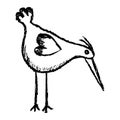Creative hand-drawn outline vector sketch of a stork, heron or crane