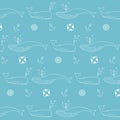 Creative Hand Drawn Texture With Whale. Marine / Ocean / Sea Pattern Royalty Free Stock Photo