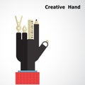 Creative hand logo design templates. Drawing instrument sign wit Royalty Free Stock Photo