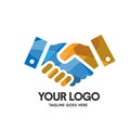 Creative hand shaking logo vector