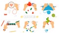 Creative hands handmade icons