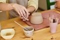 Creative hands shaping clay in a Royalty Free Stock Photo