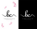 Creative handwriting bc, cb letter logo design vector