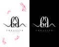 Creative handwriting bd, db letter logo design vector