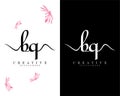 Creative handwriting bq, qb letter logo design vector
