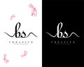 Creative handwriting bs, sb letter logo design vector