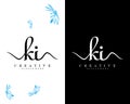 Creative handwriting ki, ik letter logo design template vector Royalty Free Stock Photo