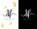 Creative handwriting letter df, fd logo Design vector