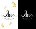 Creative handwriting letter du, ud logo Design vector