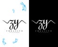 Creative handwriting zy, yz letter logo design vector