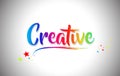 Creative Handwritten Word Text with Rainbow Colors and Vibrant Swoosh