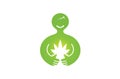 Creative Happy Abstract Person Holding Green Cannabis Logo