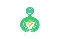 Creative Happy Abstract Person Holding Herbal Leaves Logo