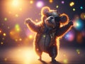 Creative happy bear in disco clothes dance. ai generative Royalty Free Stock Photo