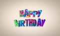 Creative happy birthday text art with colorful ink texture on a text. Royalty Free Stock Photo