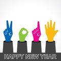 Creative happy new year 2015 design with finger Royalty Free Stock Photo