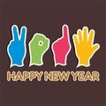 Creative happy new year 2015 design with finger Royalty Free Stock Photo