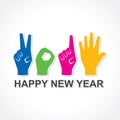 Creative happy new year 2015 design with finger Royalty Free Stock Photo