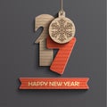 Creative happy new year 2017 design. Royalty Free Stock Photo