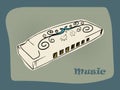 Creative harmonica for Music concept.