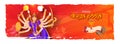 Creative header or banner design with illustration of Goddess Durga.