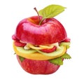 Creative healthy juicy apple burger Royalty Free Stock Photo
