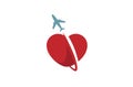 Creative heart aircraft Symbol Logo