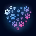 Creative heart with dog or cat paw prints vector illustration Royalty Free Stock Photo