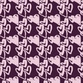 Creative heart figures seamless doodle pattern. Soft lilac valentine ornament with dark background Royalty Free Stock Photo