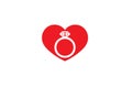 Creative Heart Ring Love Wedding Logo Design Symbol Vector Illustration