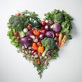 Creative heart shape made from various fresh red and green vegetables Royalty Free Stock Photo