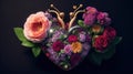 Creative hearts and flowers.generative AI