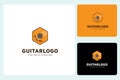 Creative Hexagonal Guitar Music Logo Design Template