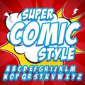 Creative high detail comic font. Alphabet in style of comics, pop art. Letters and figures for decoration of kids