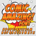 Creative high detail comic font. Alphabet in the style of comics, pop art. Letters and figures for decoration of kids Royalty Free Stock Photo