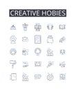 Creative hobies line icons collection. Bold ventures, Daring passions, Whimsical fancies, Innovative pastimes, Fresh