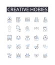 Creative hobies line icons collection. Bold ventures, Daring passions, Whimsical fancies, Innovative pastimes, Fresh