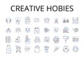 Creative hobies line icons collection. Bold ventures, Daring passions, Whimsical fancies, Innovative pastimes, Fresh