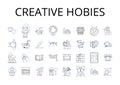 Creative hobies line icons collection. Bold ventures, Daring passions, Whimsical fancies, Innovative pastimes, Fresh