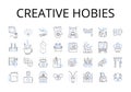 Creative hobies line icons collection. Bold ventures, Daring passions, Whimsical fancies, Innovative pastimes, Fresh