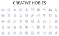 Creative hobies line icons collection. Nerking, Community, Sharing, Engagement, Interaction, Collaboration, Virality