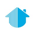Creative home logo, abstract modern house logo template, real estate blue symbol - Vector Royalty Free Stock Photo