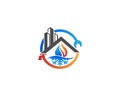 Creative home plumbing, heating and cooling service Logo. Royalty Free Stock Photo