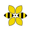 Vector honey logo flower bees design illustration