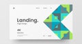 Horizontal responsive web design project layout. Abstract geometric pattern banner mock up. Landing page block vector template.